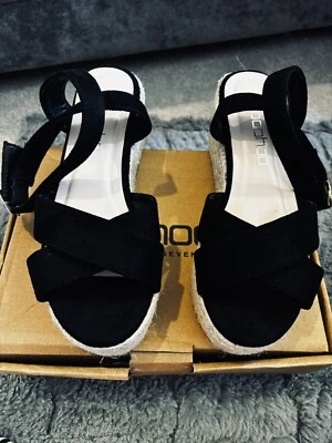 Boohoo Black Suede Crossover Wedge - Image 1 of 4