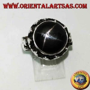 Anello in Argento 925‰ Black Star sopraelevata contornata da trifogli di dischi - Imagen 1 de 2