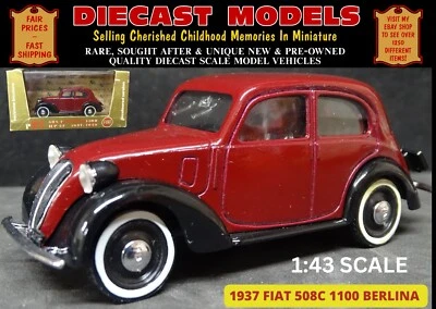 1939 FIAT 1100 508C BERLINA; VINTAGE ITALIAN MADE 1:43 SCALE BRUMM DIECAST CAR - Image 1 of 4