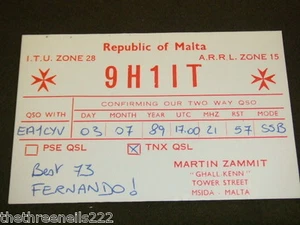 QSL RADIO CARD - 9H1IT - MALTA - 1989 - Picture 1 of 1