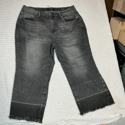 Pantalones de mezclilla Judy Blue para mujer talla grande 22W negros pierna ancha elásticos cortos Foto 1 de 4