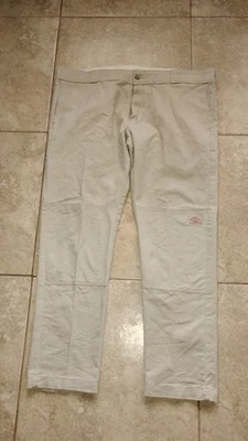 Calça Dickies Masculina 38x30 Skinny Fit Flex Joelho Duplo Bege Sarja Roupa de Trabalho - Imagem 1 de 4