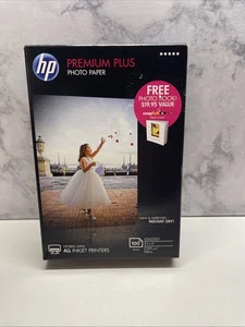 Papier fotograficzny HP Premium Plus 80 funtów. Błyszczące 4 x 6 100 arkuszy/opakowanie CR668A zapieczętowane - Zdjęcie 1 z 2