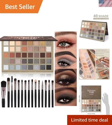 40 Stunning Shades Nude Eyeshadow Palette & Brush Set - Easy Day-to-Night Looks - Image 1 of 4