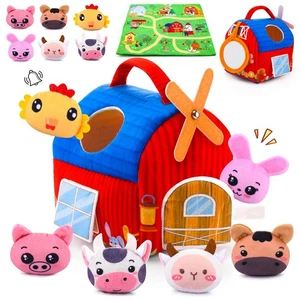 Baby Toys 6-12 Months - Soft Barn with Stuffed Farm Animals, Rattles, Texture... - Picture 1 of 7