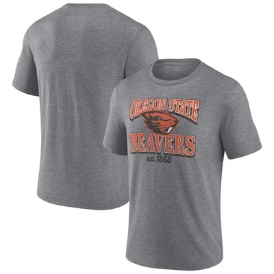 Men's Heather Gray Oregon State Beavers Vintage Stack Tri-Blend T-Shirt - Image 1 of 3