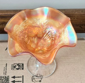 Karneval Glasschale, Ringelblume orange Northwood Pfau & Urne Design kleine Deko  - Bild 1 von 5