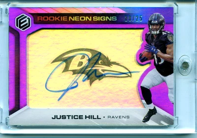 Justice Hill #RNS-JH 2019 Panini Elements Purple Rookie Neon Signs Auto #/25 RC - Image 1 of 2