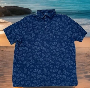 Polo Ralph Lauren Herren Hemd XL Kurzarm Paisley Beach 100% Blau Baumwolle Golf - Bild 1 von 9