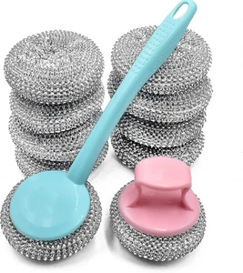 Paquete de 10 esponjas de acero inoxidable HONGYUTAI, fregadora, plateadas  - Imagen 1 de 7