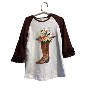 Kleinkind Mädchen Western Rüschen Langarm Oberteil - Größe XXL - Bild 1 von 3