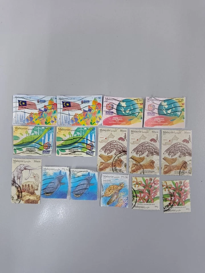 Malaysia Postage Stamps Lot 15pcs Used & Mint Wildlife,ASEAN,Flora Fauna,Turtle - Image 1 of 1