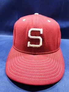 Vintage Stanford Cardinal New Era Hat Red Plain Logo Fitted Cap Size 7 1/4 - Picture 1 of 12
