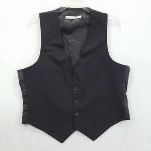 Kenneth Cole Vest Mens Large Black Dress Suit Tuxedo Formal Adjustable Waistcoat - Picture 1 of 8