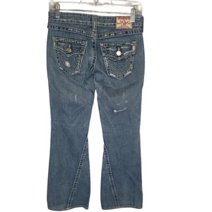 True Religion Marken Jeans Damen 26 Blau Bootcut Made in USA Distressed Denim - Bild 1 von 17