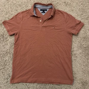 Tommy Hilfiger Polo Men Medium Short Sleeve Burnt Orange Cotton Stretch Slim Fit - Picture 1 of 8