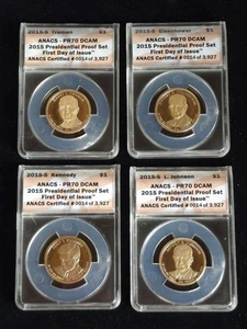 Juego de 4 pruebas presidenciales 2015-S $1 certificado ANACS #0014 de 3927 PR70 DCAM - Imagen 1 de 10