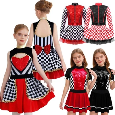 INHZOY Kid Mädchen Rennfahrer Party funkelnde Paillette Wonderland Queen Halloween