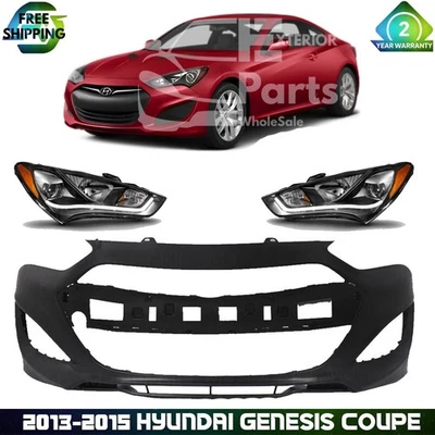 Front Bumper Cover & Headlight Assembly Kit For 2013-2015 Hyundai Genesis Coupe - Изображение 1 из 4