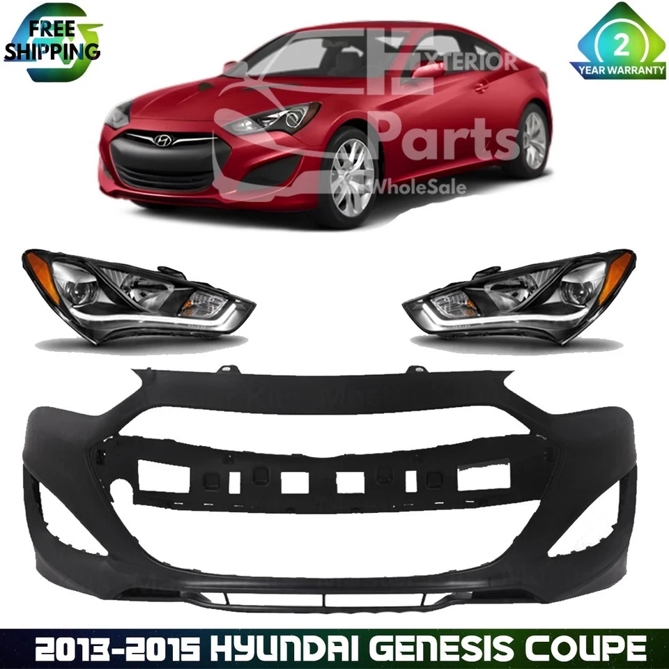 Front Bumper Cover & Headlight Assembly Kit For 2013-2015 Hyundai Genesis Coupe Foto 1 de 4