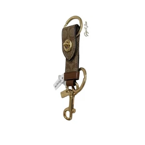 Coach Signature Canvas Trigger Snap Bag Charm Valet Key Fob - Picture 1 of 7