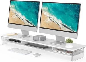 Fenge Supporto Monitor Acrilico Riser, 42,5 Pollici Trasparente Doppio 42,5 Pollici, Bianco - Foto 1 di 8