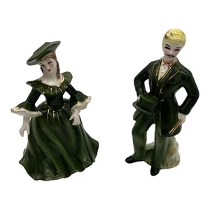 Napco Keramik Paar grün "Lady Ann A2628" Gentleman A2629 Figuren Vintage Japan - Bild 1 von 10