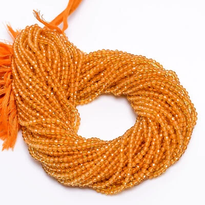 Cuentas facetadas de cuarzo de zafita Fanta forma redonda 3x3 mm hilo 13" EB-333 Foto 1 de 2