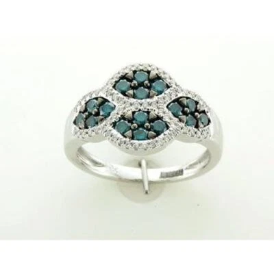 Anillo de cóctel LeVian de oro blanco de 14 quilates G-H VS2 diamantes azules de 0,93 quilates talla 7 Foto 1 de 4