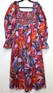 Farm Rio Women's XS 100% Cotton Pinks & Reds Multicolor Boho Tropical Maxi Dress - Picture 1 of 24