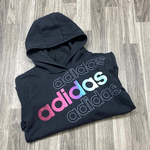 VETEMENTS ADIDAS Pullover Stampa Grafica Nero Felpa con Cappuccio Felpa con Cappuccio Ragazzo Taglia Media