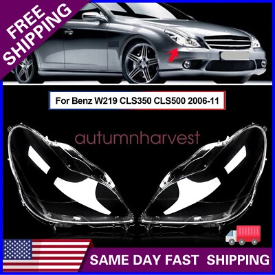 Cubierta de lente de faro 2 piezas Fit Mercedes Benz W219 CLS350 CLS500 CLS550 2007-2011 Foto 1 de 4
