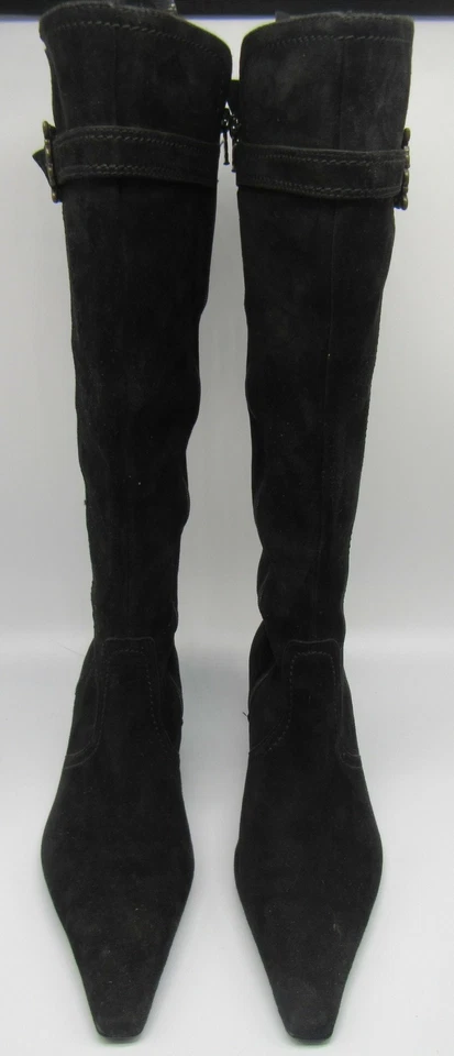 Peter Kaiser Negro Gamuza Cremallera Bota Tacón Bajo Hebilla Decorativa Talla 9.5 Foto 1 de 4