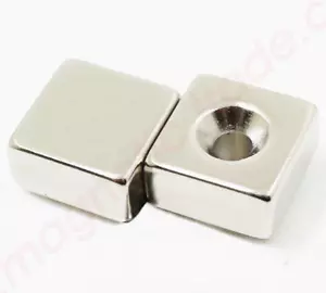 20mm x 20mm x 10mm Agujero: 5mm bloque neodimio permanente imanes súper fuertes N50 - Imagen 1 de 5