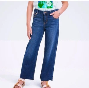 Cat & Jack Girls Mid Rise Wide Leg Cut Off Jeans - Picture 1 of 3