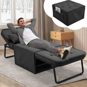 Klappbett Schlafsessel Gästebett Schlafsofa mit Verstellbar Rückenlehne & Kissen - Bild 1 von 29