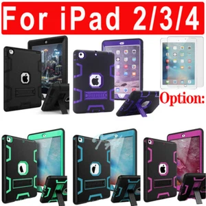 For Apple iPad 2/3/4  ShockProof Military Smart Stand Kid Case /Screen Protector - Picture 1 of 16