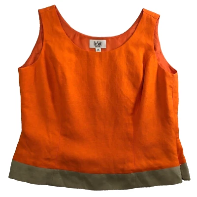 Top sin mangas Le Suit Petite para mujer talla 12P naranja cuello redondo cremallera lateral correa ancha Foto 1 de 4