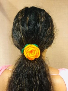 Rose Flower Cute Hair Band Crochet Handmade - Picture 1 of 6