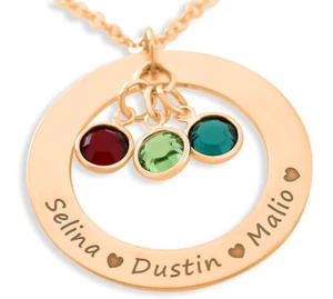 Collar de piedra de nacimiento grabado cadena de nombre chapado en oro rosa regalo de nacimiento mamá - Imagen 1 de 5