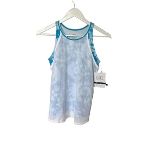 Athleta Girl Perfect Pair Tank Youth XL Blue White Sleeveless Double Layer - Picture 1 of 4
