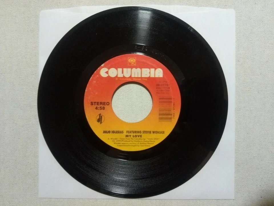 Julio Iglesias: My World/ My Love [VG+] 45RPM 7" vinyl record Columbia Latin Pop - Image 1 of 1