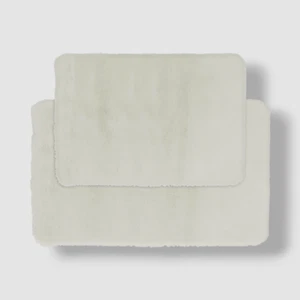 Villa Luxe Ivory 2-Piece Faux-Fur Memory Foam Bath Rug Set - Picture 1 of 2