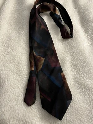 Винтажный абстрактный мужской многоцветный галстук Bugatti - Изображение 1 из 2