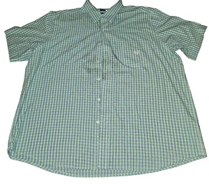 Chaps Men’s XXL Plaid Button Down Shirt Green Blue Short Sleeve Casual Easy Care - Picture 1 of 6