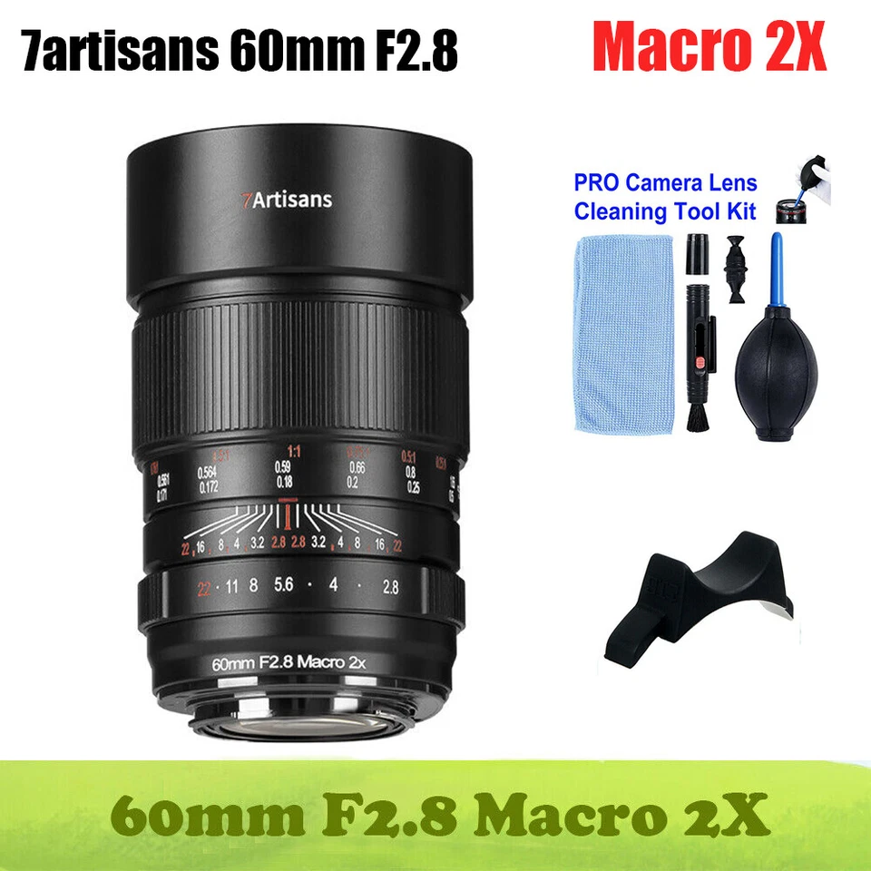 7Artisans 60mm F2.8 Macro 2X Full Frame Lens For Canon R Nikon Z Sony E Mount - Image 1 of 4