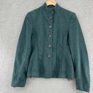 Cambia Mark Shale Blazer Womens 6 Green Wool Angora Button Up Mock Neck Jacket - Picture 1 of 10