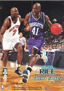 1997-98 NBA Hoops Great Shots Glenn Rice Mini Poster #3 - Hornets - Picture 1 of 1