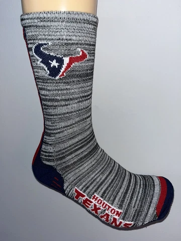 HOUSTON TEXANS NFL FOOTBALL TEAM LOGO VERTICAL MARBLE CREW LENGTH SOCKS LARGE Cover