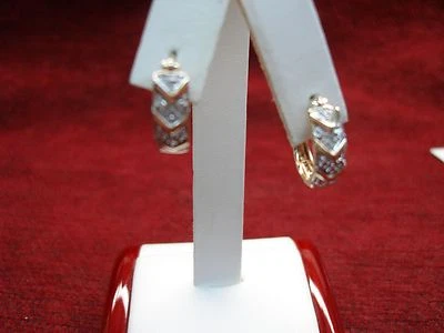 STERLING SILVER WITH GOLD VERMEIL EARRINGS WITH ACCENT DIAMONDS - Image 1 of 4